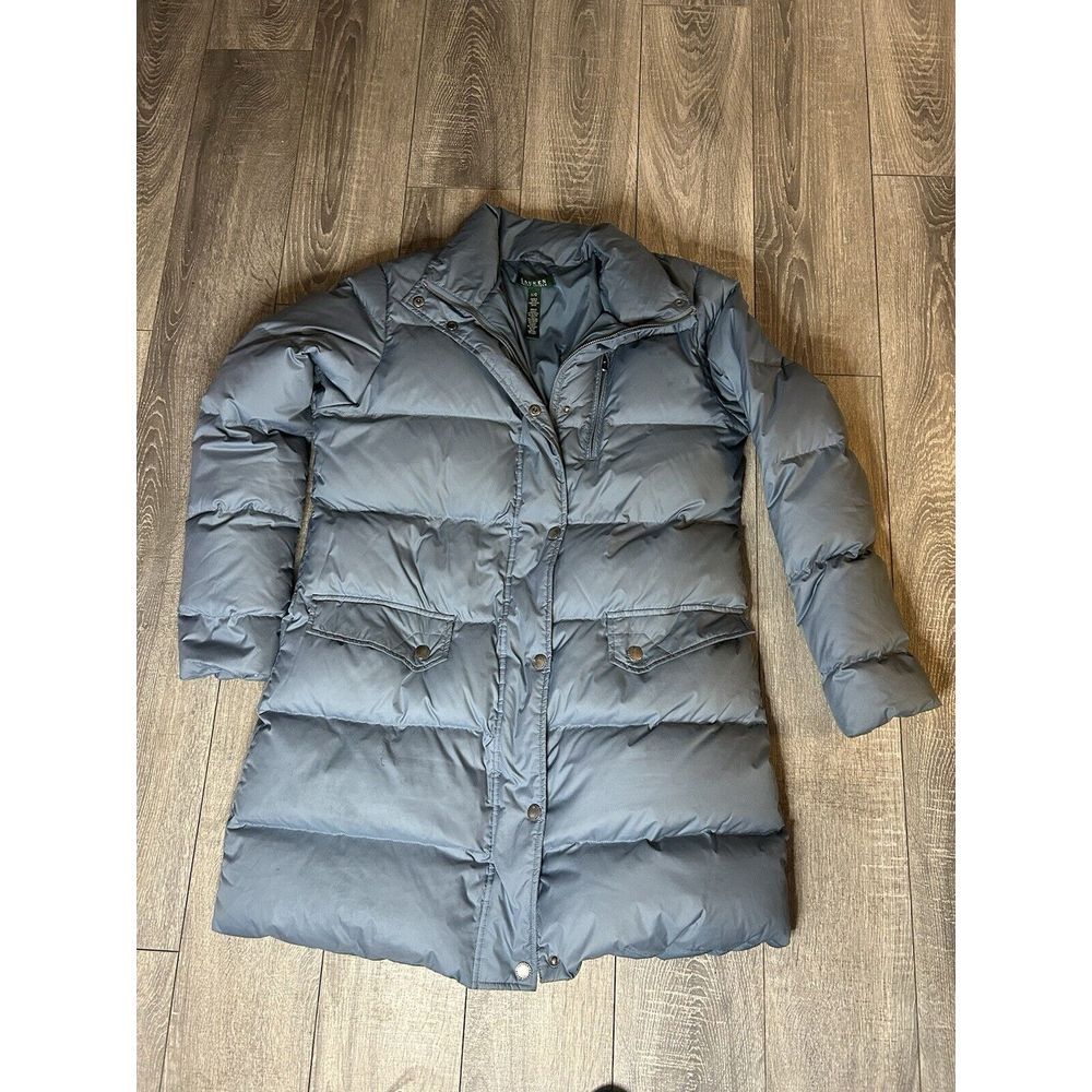 Lauren Ralph Lauren Down Quilted  Full Zip Puffer Parka Coat Jacket Blue Sz L‎